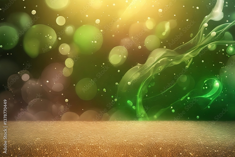 Poster abstract background with colorful shimmering lights, smooth textures, and vivid bokeh in shades of g
