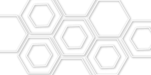 Abstract geometric technology 3d white light structure technology out line hexagon polygonal honeycomb luxury pattern vector background.
