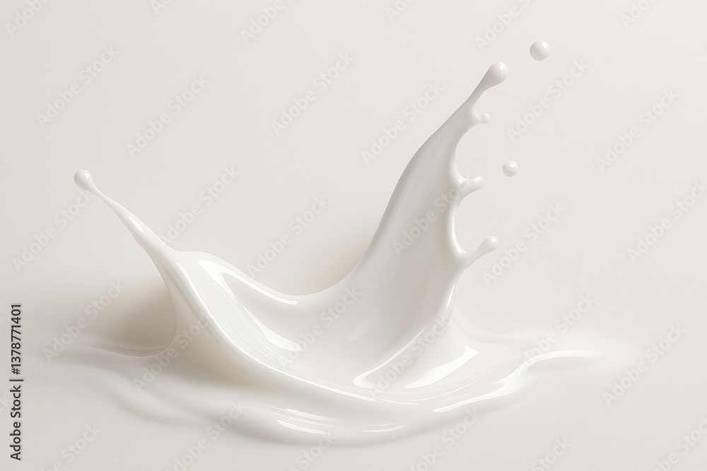 Poster milk is splashing and creating a beautiful crown shape with droplets, offering a dynamic visual suit