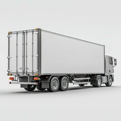 Large delivery truck parked in a warehouse area during daylight hours