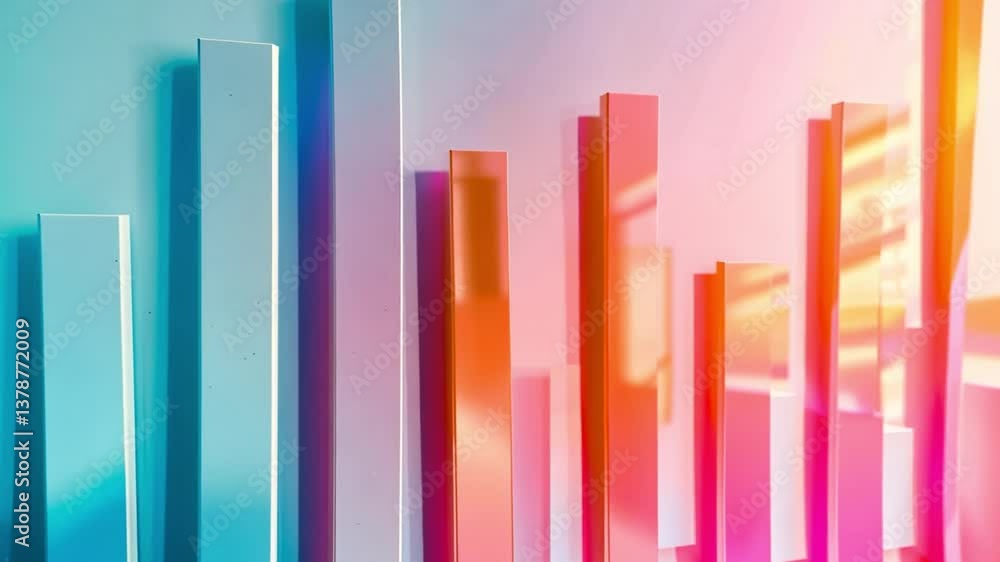 Poster colorful vertical bars create vibrant abstract background with pastel and bright hues, where light a