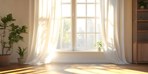 Bright and Airy Interior with Sunlight Streaming Through Window