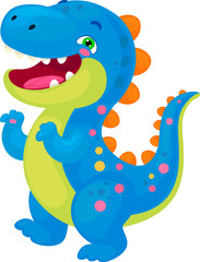 Funny Blue Dinosaur Clipart Vector