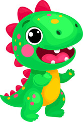 Funny Green Dinosaur Clipart Vector