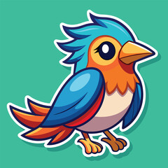 blue bird cartoon sticker