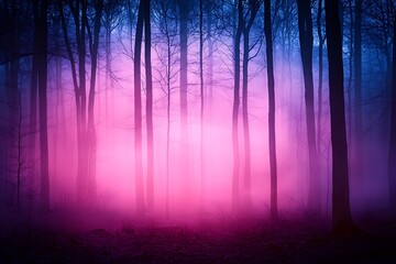 Naklejka premium Ethereal Pink and Blue Forest Scene
