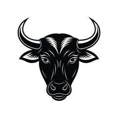 A cow head silhouette vector art illustration