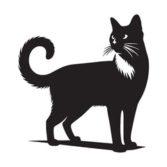 Refined Siamese silhouette, showcasing the breed’s elegant body lines - Siamese illustration - Siamese vector - cat silhouette

