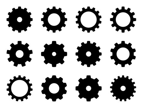 Zahnrad oder zahnräder icon als png symbol für einstellungen oder settings mit transparenten hintergrund