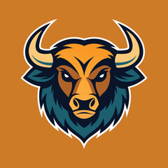 Buffalo, cow, ox, bull head mascot logo vector illustration