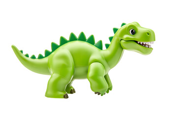 A green dinosaur toy with spikes on its back on a black background shot