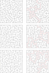 Six Complex Mazes Puzzles, Solutions, Paths, Logic, Games, Brain Teasers, Challenges, Thinking, Stra