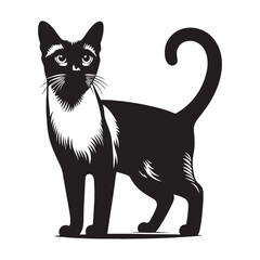 Obraz premium Stylish Siamese silhouette, an artistic and sophisticated feline representation - Siamese illustration - Siamese vector - cat silhouette