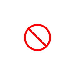 A red circle with a diagonal line through it on a black background
