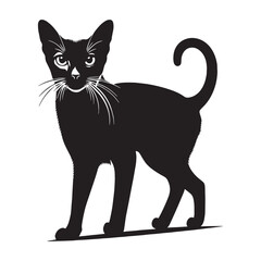 Noble Singapura silhouette, showcasing the breed’s natural elegance and grace - Singapura illustration - Singapura vector - cat silhouette

