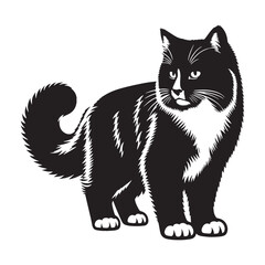 Lively Snowshoe silhouette, a dynamic and playful feline representation - Snowshoe illustration - Snowshoe vector - cat silhouette

