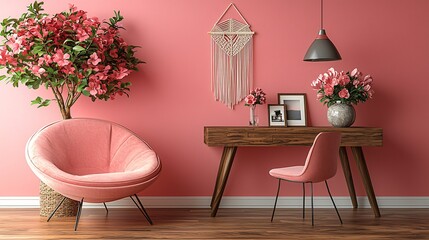 Pink Room Decor with Modern Furniture