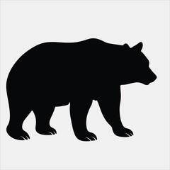 Black bear silhouette, a wild mammal vector illustration