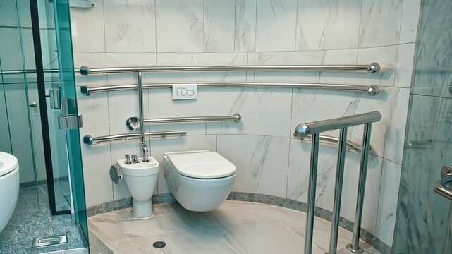 Bathroom adapted for wheelchair users.