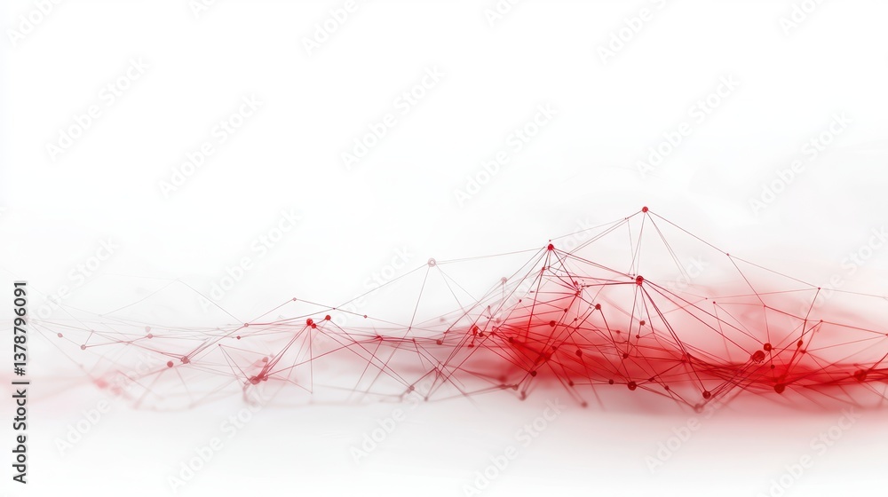 Poster bold red network pattern on clean white background, versatile design element for modern projects