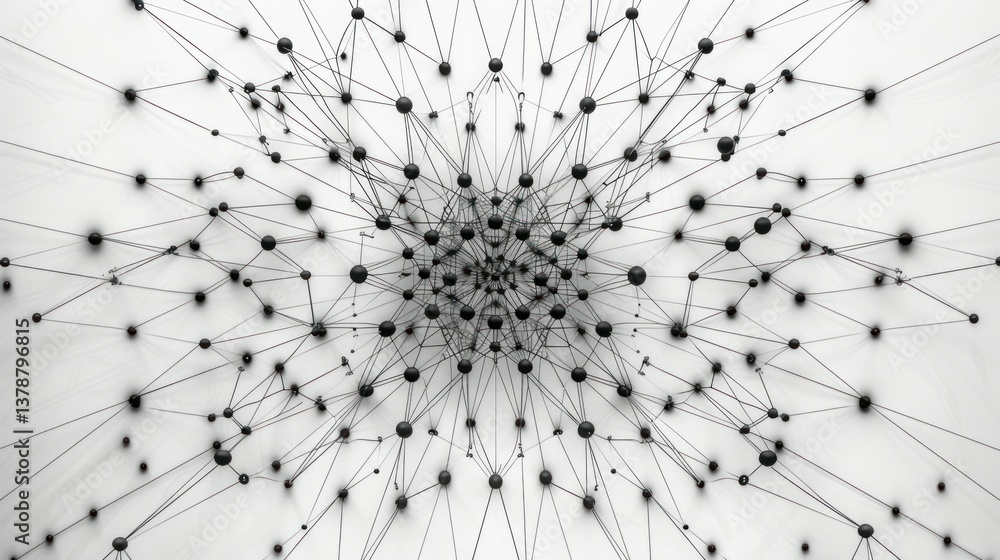 Poster a modern digital network with interconnected points forming a web.