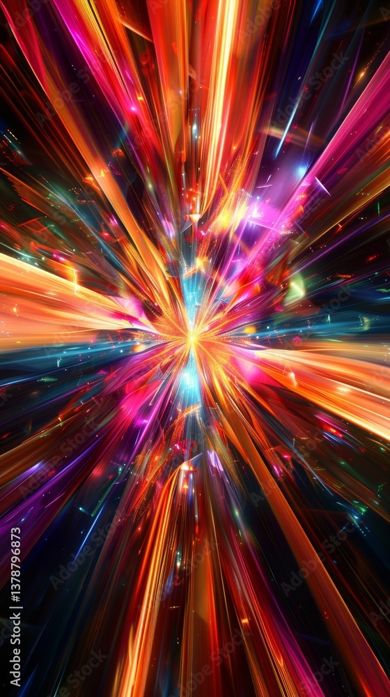 Poster vibrant abstract explosion of color and shape radiating creativity and inspiration from a central po