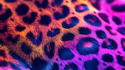 Obraz premium Vibrant Leopard Print: An eye-catching close-up captures the iconic leopard print in a mesmerizing display of color, texture, and pattern.