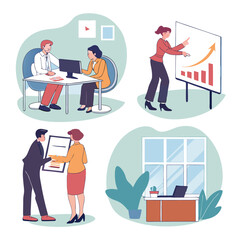 set of business people