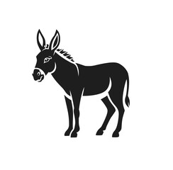Fototapeta premium Donkey icon vector in black color with white background. 