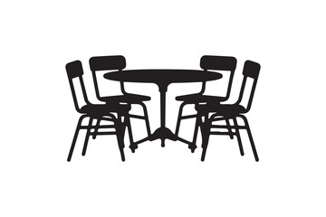 Obraz premium Table and chair art silhouettes vector with white background