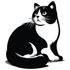 black and white cat vector