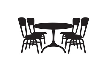 Table and chair art silhouettes vector with white background
