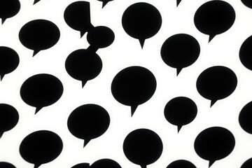 Bold black speech bubble pattern on white, geometric design, texture, chat