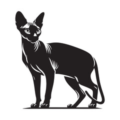 Charming Sphynx silhouette, showcasing the breed's endearing and friendly demeanor - Sphynx illustration - Sphynx vector - cat silhouette

