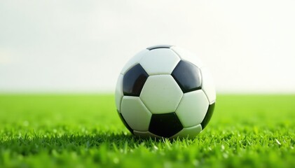 Fototapeta premium Brand new pristine football, clean white backdrop, sport, shiny, exercise