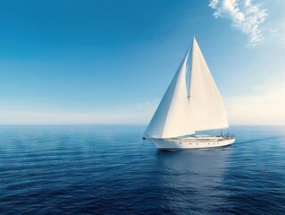 Obraz premium Sailing adventure on calm waters ocean serenity photography clear skies aerial view exploration