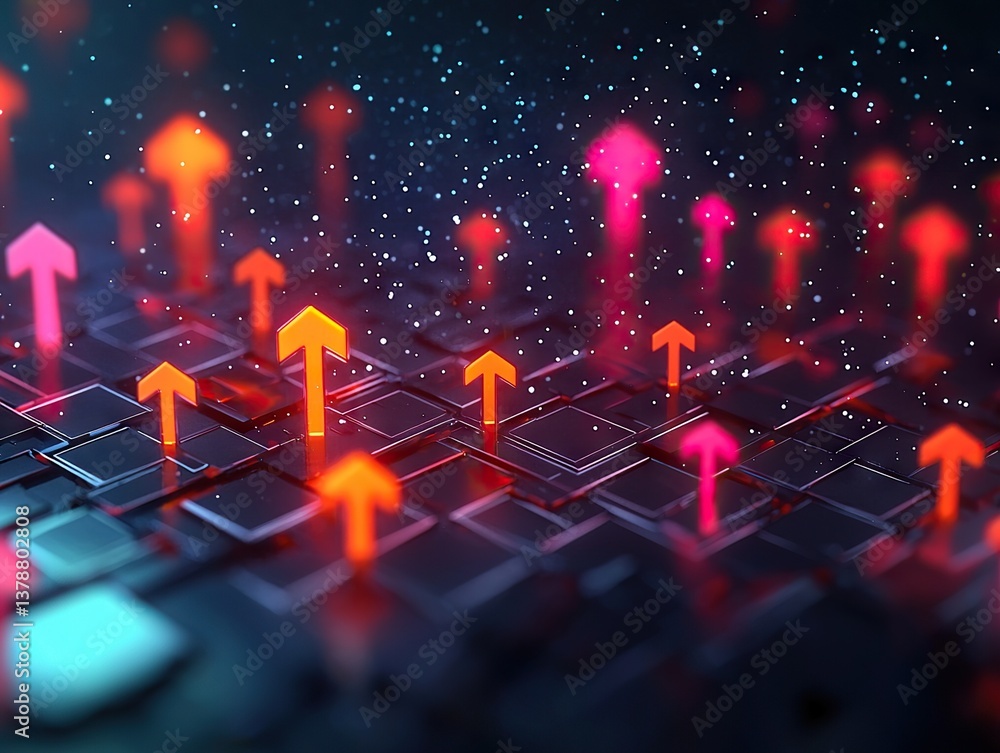 Aufkleber digital growth indicators abstract background of arrows rising technology environment high-tech view