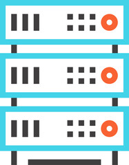 server rack flat line web icon concept