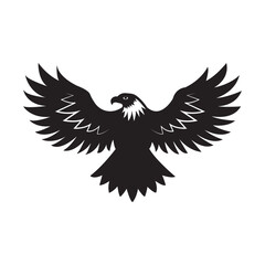 A flying eagle flat vector design silhouette on white background eps10