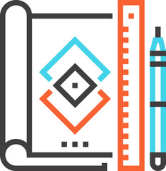 sketching flat line web icon concept