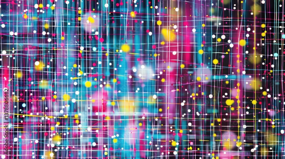 Poster a modern tech-inspired network pattern with bright dots and lines.