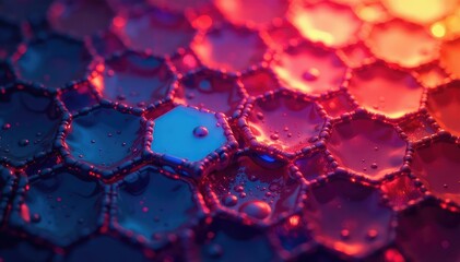Intricate tessellation of hexagons in vibrant hues, art, geometric pattern