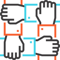 teamwork flat line web icon concept
