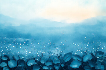 雨上がりの静寂、雫と光が織りなす抽象風景