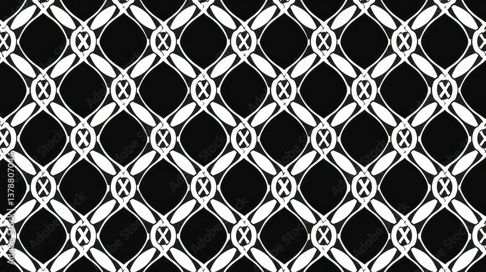 Poster a seamless network pattern featuring interconnected circles and dots.