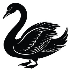 Obraz premium Silhouette Swan vector art illustration design.