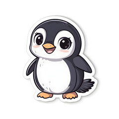 Obraz premium A delightful cartoon penguin with large eyes and a friendly smile, perfect for children's designs and illustrations.