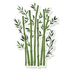 A vibrant arrangement of green bamboo stalks and leaves, symbolizing tranquility and nature's beauty.