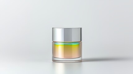 Closeup of a transparent glass bottle filled with refreshing liquid contents clear