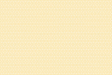The interconnected hexagonal patterns with intricate circle and line designs, all rendered in a golden-yellow hue on a clean white background, evoke sophistication and symmetry